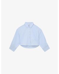 Reiss - Solenge Long-Sleeve Cropped Cotton Shirt - Lyst