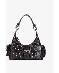 The Kooples - Amelia Stud-Embellished Leather Shoulder Bag - Lyst