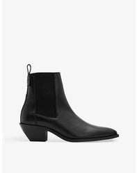 AllSaints - Fox Pointed-toe Leather Heeled Ankle Boots - Lyst