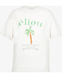 Eliou Palm-tree Brand-print Cotton-jersey T-shirt - White