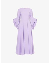 ROKSANDA - Anniv Ayres Flared-Sleeve Crepe Midi Dress - Lyst