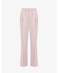 Victoria Beckham - Double-pleat Wide-leg Mid-rise Wool-blend Trousers - Lyst