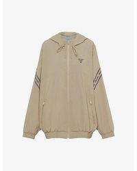 Prada - Brand-Embroidered Raglan-Sleeved Cotton-Blend Hoody - Lyst
