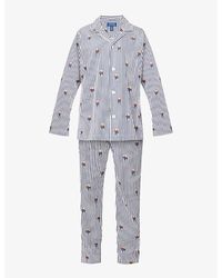 Polo Ralph Lauren - Bear-print Striped Cotton Pyjama Set - Lyst