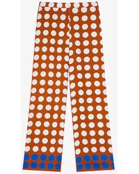 LK Bennett - Elise Spot-pattern Mid-rise Straight-leg Woven Trousers - Lyst