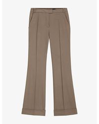 BOSS - High-Rise Flared-Leg Twill Trousers - Lyst