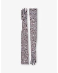 Dries Van Noten - Geometric-print Elbow-length Stretch-mesh Gloves - Lyst