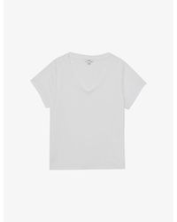 Reiss - Luna V-Neck Cotton-Jersey T-Shirt - Lyst