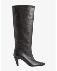 Claudie Pierlot - Pointed-Toe Leather Knee-High Boots - Lyst