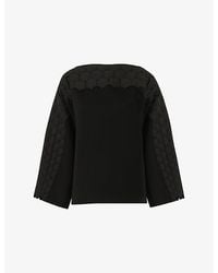 eem - Quilted Embroidered Wool-Blend Top - Lyst