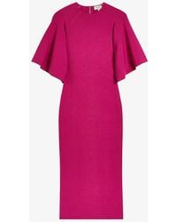 Ted Baker - Lounia Fluted-sleeved Bodycon Stretch-knit Midi Dress - Lyst