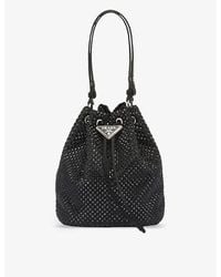 Prada - Crystal-embellished Mini Satin Shoulder Bag - Lyst