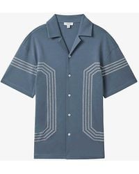 Reiss - Arlington Stripe-embroidered Relaxed-fit Cotton Shirt X - Lyst