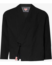 KENZO - Kimono Brand-appliqué Cotton And Linen-blend Jacket - Lyst