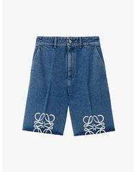 Loewe - Anagram Raw-Hem Denim Shorts - Lyst
