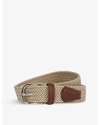 Anderson's - Woven Stretch-Elastic And Leather Belt - Lyst