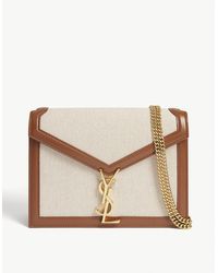 Saint Laurent Cassandra Monogram Canvas Shoulder Bag - Natural