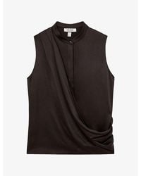 Reiss - Gia Draped-Detail Sleeveless Silk Top - Lyst