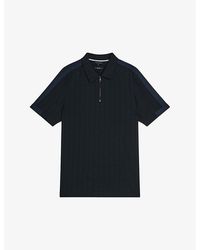 Ted Baker - Abloom Zipped Cotton-blend Polo Shirt - Lyst