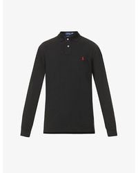 Polo Ralph Lauren - Long-sleeved Logo-embroidered Custom Slim-fit Cotton-piqué Polo Shirt - Lyst