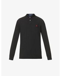 Polo Ralph Lauren - Long-Sleeved Logo-Embroidered Custom Slim-Fit Cotton-Piqué Polo Shirt - Lyst