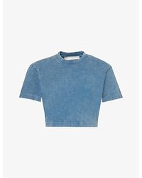 Dion Lee - Washed Short-sleeve Organic-cotton Cropped T-shirt - Lyst