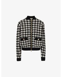 Gucci - Houndstooth Zip-front Wool-knit Jacket - Lyst