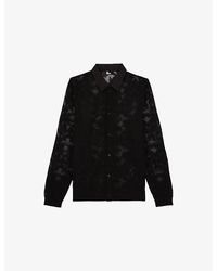 The Kooples - Lace-Embroidered Regular-Fit Long-Sleeve Cotton-Blend Shirt - Lyst