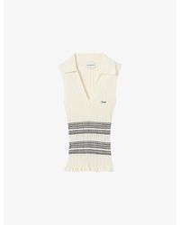 Claudie Pierlot - Collared Striped Fine-Knit Top - Lyst