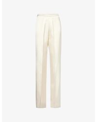 Another Tomorrow - Pintuck High-rise Straight-leg Satin Trousers - Lyst