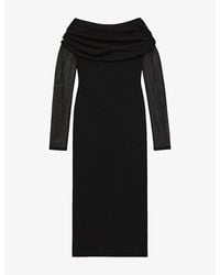 Reiss - Angelica Off-Shoulder Stretch-Knit Midi Dress - Lyst