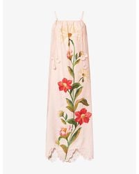 Barbour - X Farm Rio Bromelia Linen Midi Dress - Lyst