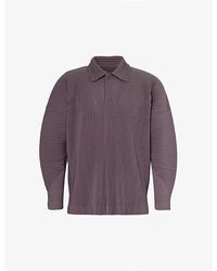 Homme Plissé Issey Miyake - Pleated Relaxed-fit Knitted Polo Shirt - Lyst