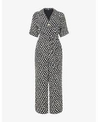 Whistles - Abstract Triangle-Print Wide-Leg Woven Jumpsuit - Lyst
