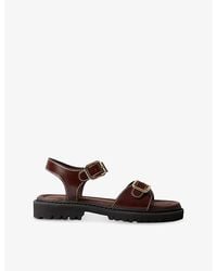 Claudie Pierlot - Double-Buckle Flat Leather Sandals - Lyst