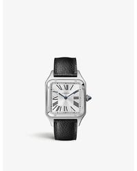 Cartier - Crwssa0040 Santos Dumont Large Stainless- And Leather Quartz Watch - Lyst