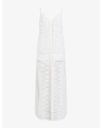 AllSaints - Dhalia Embroidered Organic-cotton And Modal Midi Dress - Lyst