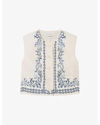 Claudie Pierlot - Floral-Pattern Sleeveless Linen Short Jacket - Lyst