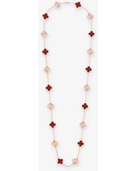 Van Cleef & Arpels - Vintage Alhambra 18ct Rose-gold And Carnelian Charm Necklace - Lyst