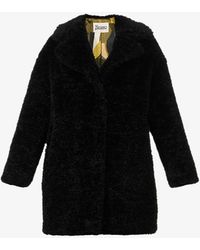 Herno Curly Relaxed-fit Notch-lapels Faux-fur Coat in Nero Black Womens Clothing Coats Fur coats 