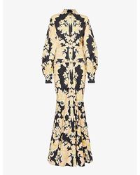 Etro - Gown Floral-print Stretch-cotton Maxi Dress - Lyst