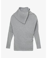 Reiss - Leena Asymmetric-Neck Stretch-Knit Top - Lyst