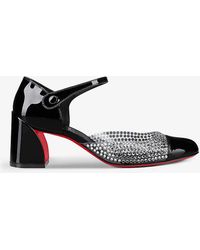 Christian Louboutin - Miss Mj Strass 55 Crystal-embellished Patent-leather And Pvc Pumps - Lyst