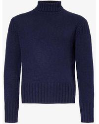 Emporio Armani - Stand-collar Knitted Wool And Cashmere-blend Jumper - Lyst