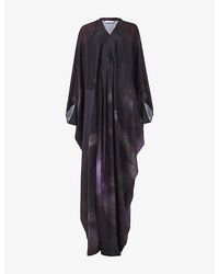 eem - Graphic-Printed Panelled Woven Kaftan - Lyst