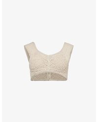 Bottega Veneta - V-neck Crochet-knit Cotton Bra - Lyst