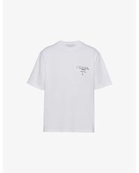 Prada - Logo-Print Dropped-Shoulder Cotton-Jersey T-Shirt - Lyst