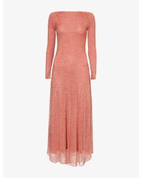 Alaïa - Chain Long-Sleeves Woven Maxi Dress - Lyst