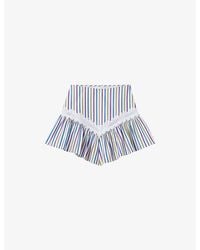 Claudie Pierlot - Striped Lace-Trim Cotton Mini Skirt - Lyst