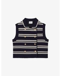 Claudie Pierlot - Sleeveless Striped Wool And Cashmere-Blend Cardigan - Lyst
